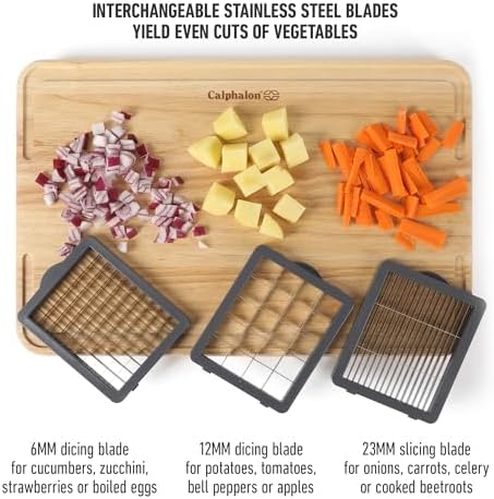 Calphalon Aero Vegetable Chopper, 5-in-1 Food Chopper with Container, Manual Vegetable Dicer with Interchangeable Stainless Steel Blades for Slicing, Chopping & Meal Prep - Image 3
