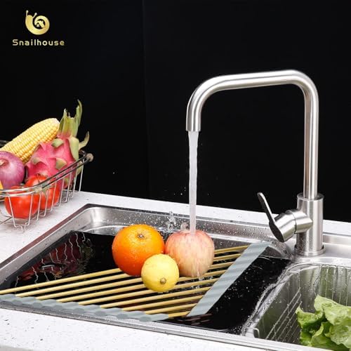 Small Triangle Roll Up Dish Drying Rack, Stainless Steel Kitchen Foldable Sink Caddy Organizer Sponge Holder for Sink Corner, Gold