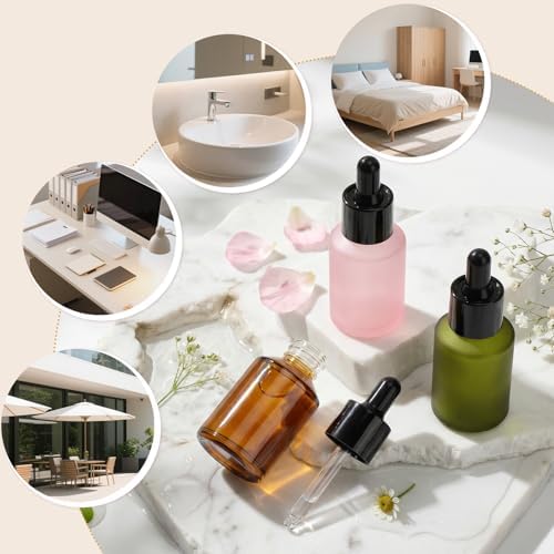 Segbeauty 1oz Amber Glass Dropper Bottles for Travel Toiletries, 3pcs Small Refillable Perfume Oil Bottles with Dropper, 30ml Travel Eye Droppers, Essential Oils Liquids Container in Mixed Color - Image 5