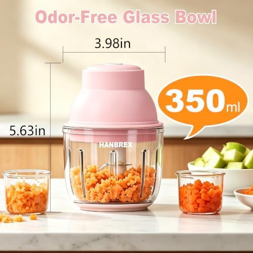 Electric Wireless Garlic Chopper, 350ml, Pink