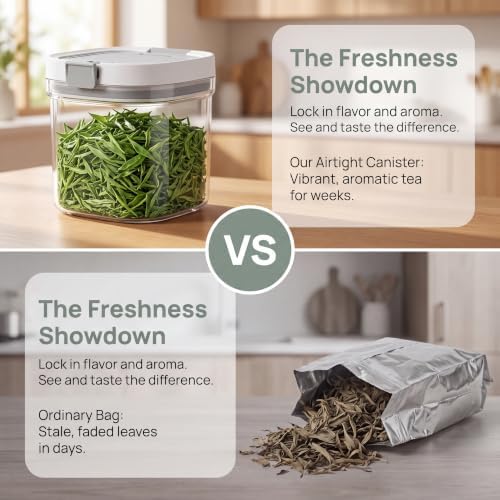 2 Pack Air Tight Loose Leaf Tea Storage Organizer Containers Set