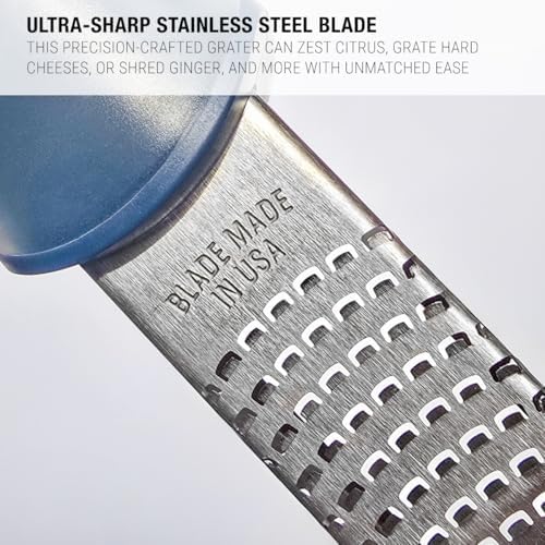 Microplane Home Series Zester & Cleaning Brush - Stainless Steel Citrus, Cheese, Ginger, Chocolate, Nutmeg Grater - Soft-Touch Handle - Made in USA - Rosemary Green