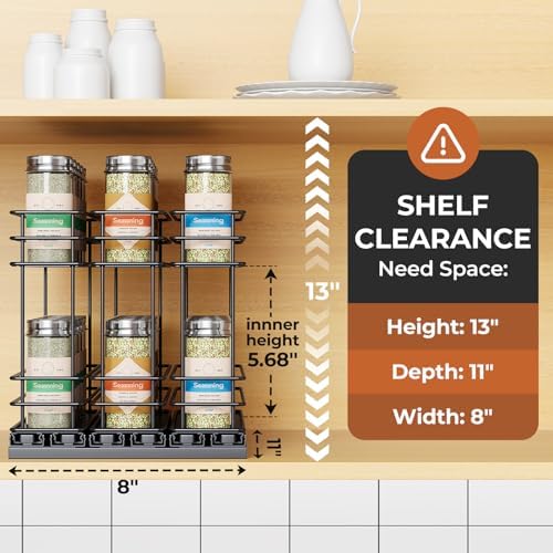 Pull Out Spice Rack Organizer for Cabinet, Slide Out Spice Racks