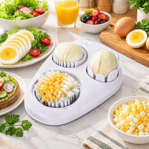 3-in-1 Egg Slicer with 3 Slice Modes, Dishwasher Safe,White - Image 2