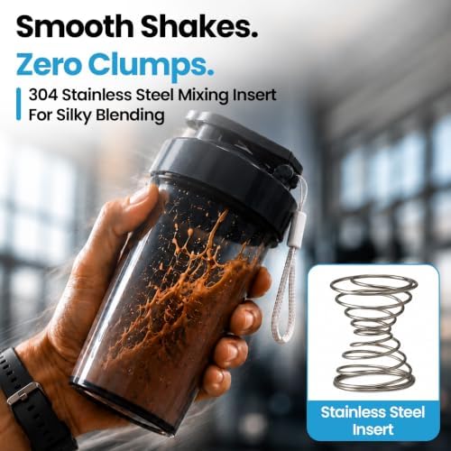 Travel-Friendly Small Shaker Bottle for Protein Shakes, Supplements: 2-Pack - Image 3
