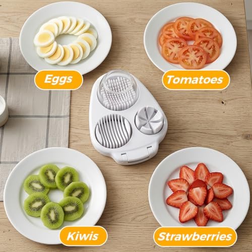 Joyzan 3 in 1 Egg Slicer, Hard Boiled Eggs 3 Way Cutter Manual Strawberry - Image 3
