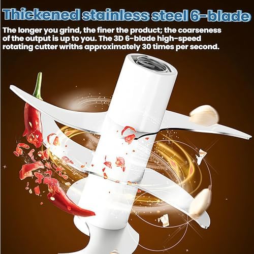 Mini Electric Garlic Chopper, 320ml, USB Rechargeable, 6 Stainless Steel Blades, for Onion, Chili, Ginger, Meat & Nuts - Image 5