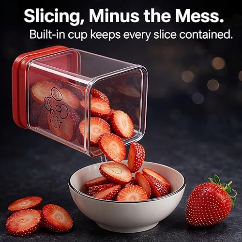 Fruit Slicer Cup – One‑Press Strawberry & Banana Cutter for Fast, Mess‑Free Prep – Essential Kitchen Gadget for Kids Snacks, Lunchboxes & Meal Prep – Stainless Steel Blades, Durable & Dishwasher Safe - Image 4