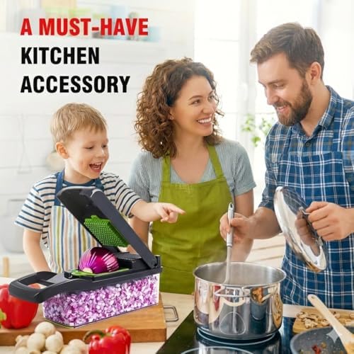 Vegetable Chopper, 16-in-1 Onion Chopper with Container, Food Chopper Dicer and Mandoline Slicer for Meal Prep, All in One Spiralizer Grater Cutter Kitchen Gadgets Set - Image 5