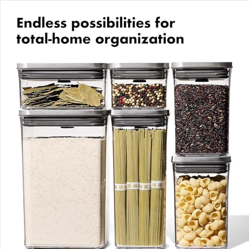 OXO Steel POP Food Storage Container 6-Piece Set with Labels, Grey