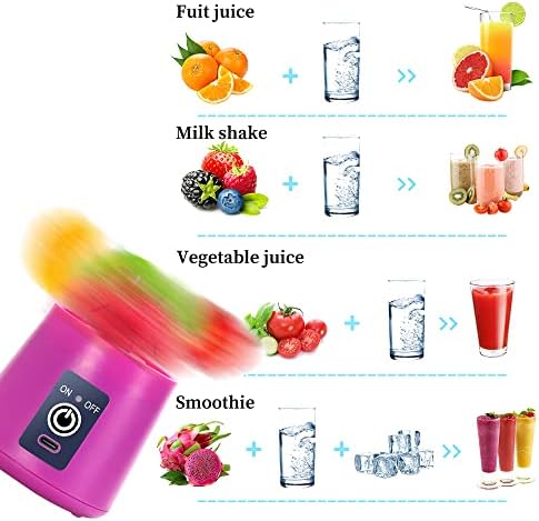 Portable Blender Cup,Electric USB Juicer Blender, for Shakes and Smoothies, Juice,380ml, Six Blades Great for Mixing,Purple - Image 4