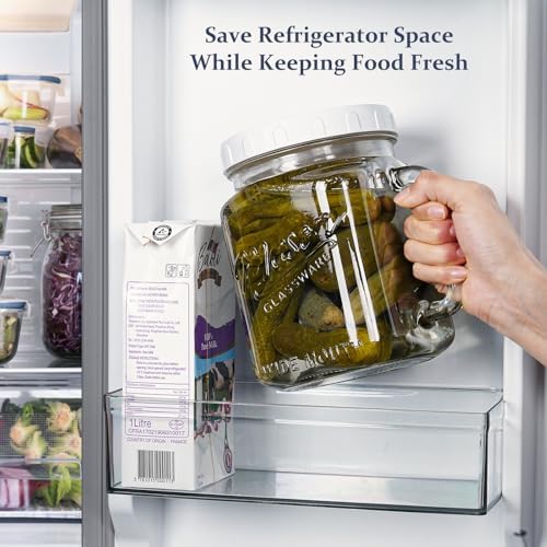 74 oz Wide Mouth Mason Jar w Handle, Airtight Storage Container