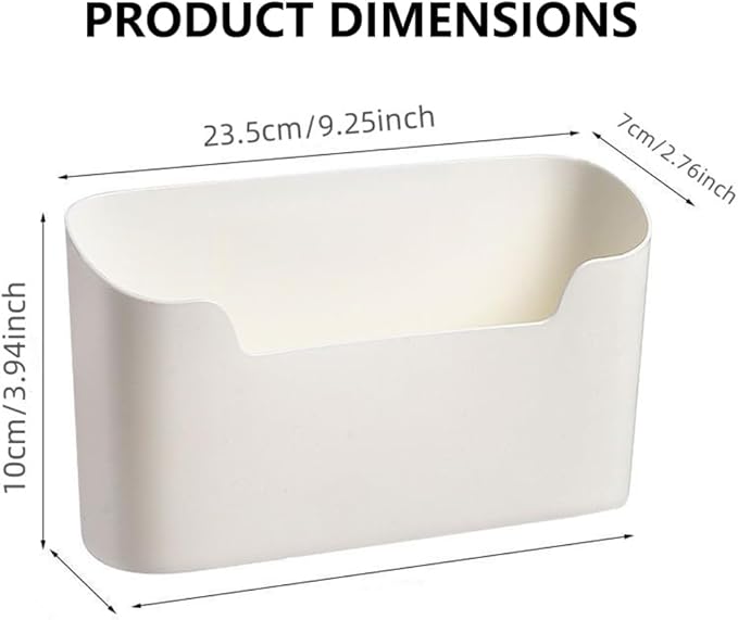 Bawuie Adhesive Cabinet Door Organizer, Lid Organizer for Food Storage Container Lid, Wall Mounted Over Pantry Door Organizer Bin Holder Caddy for Plastic Lid Kitchen Bathroom, White, 2 Pack