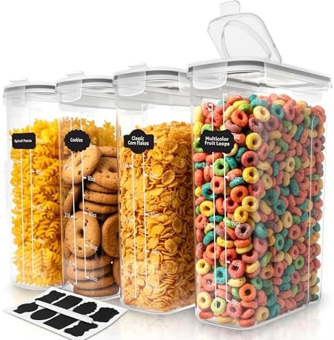 Cereal Containers Storage Set with Lids, 4 Pack, 4L (135 Oz)
