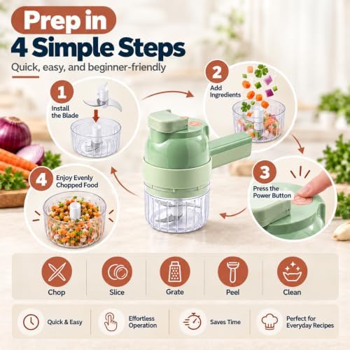 5-in-1 Wireless Electric Vegetable Chopper,Multi-Function Food Processor - Image 6