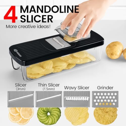 8-in-1 Vegetable Chopper Mandoline Slicer with Container Hand Guard