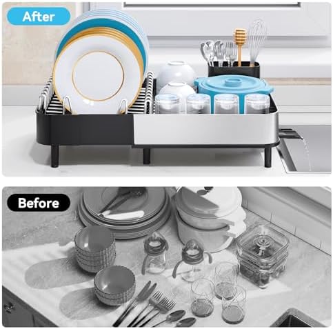 Stainless Steel Dish Drying Rack for Kitchen Counter,Black
