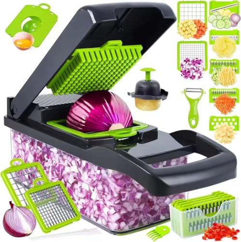 16-in-1 Vegetable Chopper & Slicer - Multifunctional Kitchen Food Cutter for Onion, Salad, Fruit with Adjustable Dicer and Storage Container by Unknown