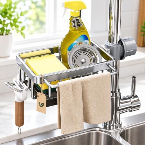 Faucet Drainer Basket Sink Organizer Rack Aluminum Hanging Drip Tray