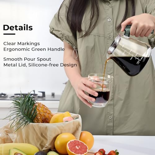 28oz Pour Over Coffee Maker, Borosilicate Glass Carafe with Filter