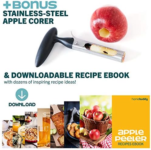 Apple Peeler Corer - Versatile Apple Slicer and Corer with Suction Base, Sturdy Apple Corer and Cutter for Fruits and Vegetables - Recipe Ebook Included