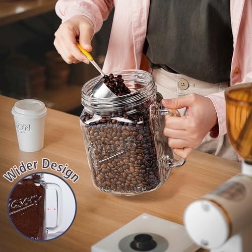 74 oz Wide Mouth Mason Jar w Handle, Airtight Storage Container