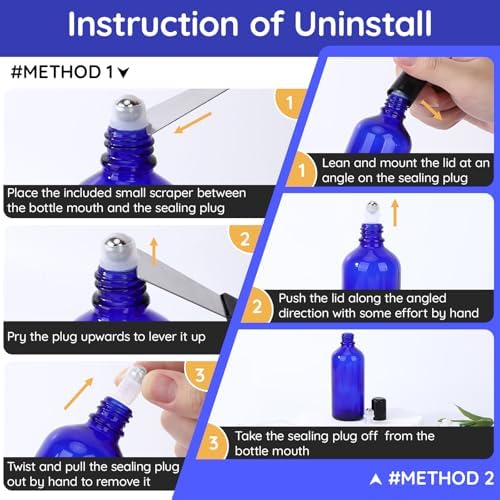 Segbeauty 3.4oz Thick Glass Roller Bottles for Essential Oils, 5pcs Blue Empty Rollerball Bottles for Oil, 100ml Refillable Roller Ball Applicator for Perfume Oil Eye Essence, Glass Roll On Bottle - Image 4