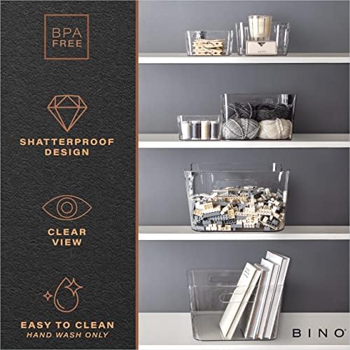 Plastic Storage Bins, Large - 2 Pack, Clear | THE SOHO COLLECTION | Pantry Organizers and Storage Containers | Fridge Organizer Bins | Kitchen Cabinet Organizer | Medicine Cabinet Bin