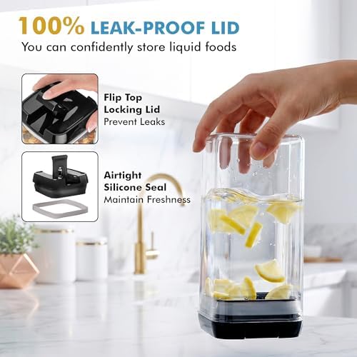 6 PC 1.2L Airtight Food Storage Containers with Lids BPA Free Plastic
