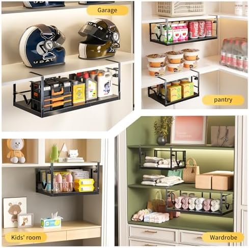 PrueBox Under Shelf Storage Basket Organizer Adjustable Heavy Duty Hanging