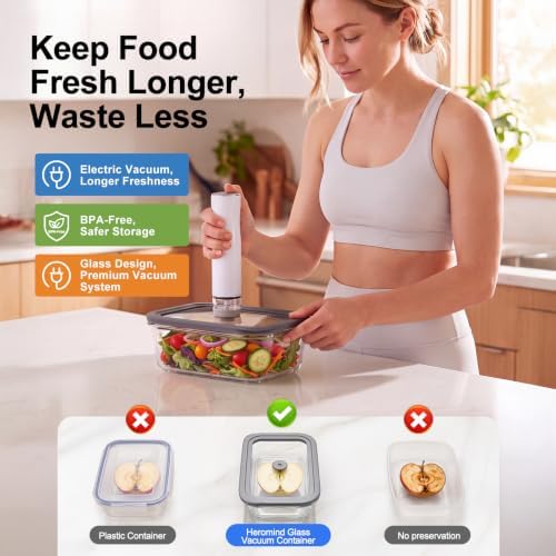 Vacuum Seal Containers for Food, Glass Meal Prep Containers