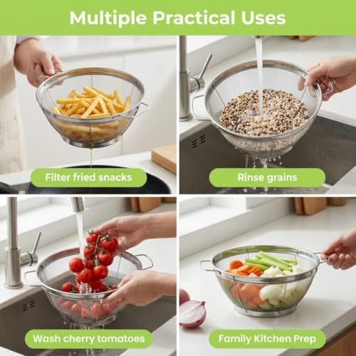 5 Pack Stainless Steel Colander Sieves, Mesh Strainer, 5 Sizes