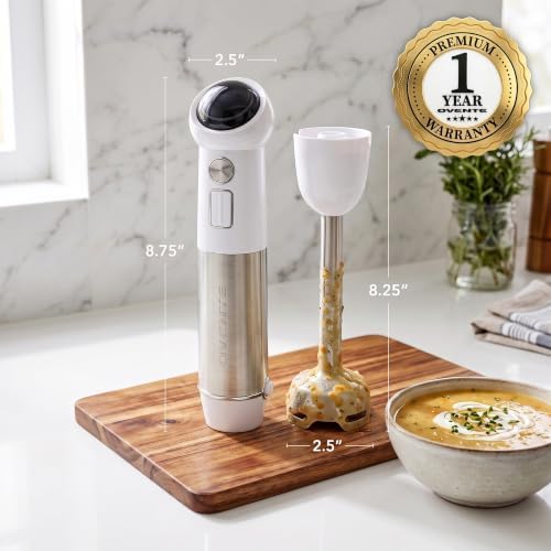 OVENTE Cordless Immersion Hand Blender, 300W Rechargeable White HR995W - Image 5
