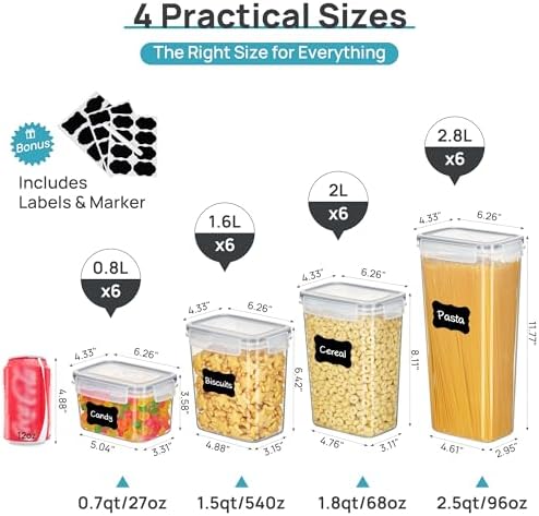 Airtight Food Storage Containers with Lids, 24 pcs, Gray