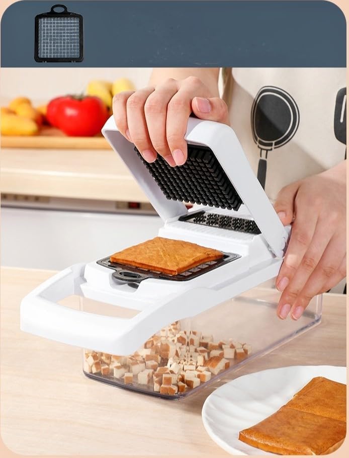 Vegetable Chopper and Slicer, 22-in-1 Multi-Purpose Kitchen Mandoline, Food Dicer with Collection Tray, White - Image 2
