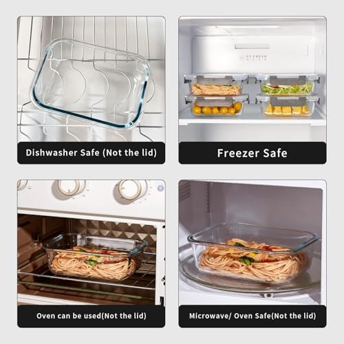 10 Pack 38 oz & 12 oz Glass Meal Prep Containers,Glass Food Storage Containers with Lids,Reusable Airtight Leakproof Glass Lunch Bento Boxes Freezer,Microwave Oven and Dishwasher,Gray