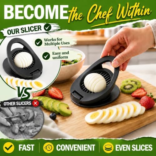 NOVANO Stainless Steel Wire Egg Cutter, Hard Boiled Egg Slicing Gadget, Egg Salad Making Tool, Versatile Kitchen Accessory for Eggs, Avocado, Strawberry, Kiwi Fruit - Image 5