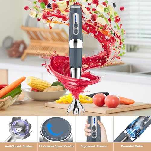Toogel 4-in-1 Cordless Immersion Blender, 21-Speed, 3-Angle Adjust, Grey - Image 5