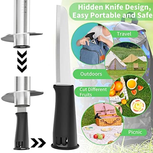 Newness Pineapple Corer with Knife, [Upgraded, Electric & Manual] Stainless Steel Fruit Pineapple Cutter with Electric Drill Accessory, Pineapple Slicer Remover Kitchen Tool with Measure Mark, Yellow