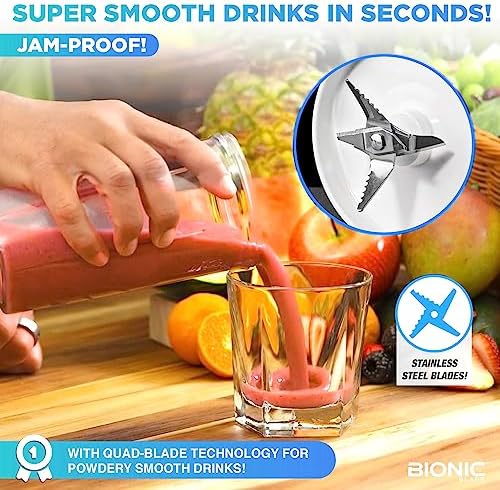 Bionic Blade Mini Portable Blender Juicer Bottle 26.5 oz, BPA-Free - Cordless & Rechargeable, Travel-Friendly Size for Smoothies, Shakes, Juices, Home & Kitchen Essentials, White, As Seen on TV - Image 6
