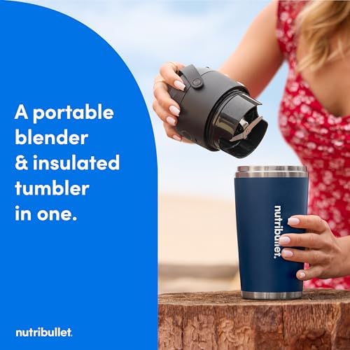 nutribullet Flip Portable Blender with Insulated Cup, Cordless, Matte Indigo, NBPB50350IND - Image 2