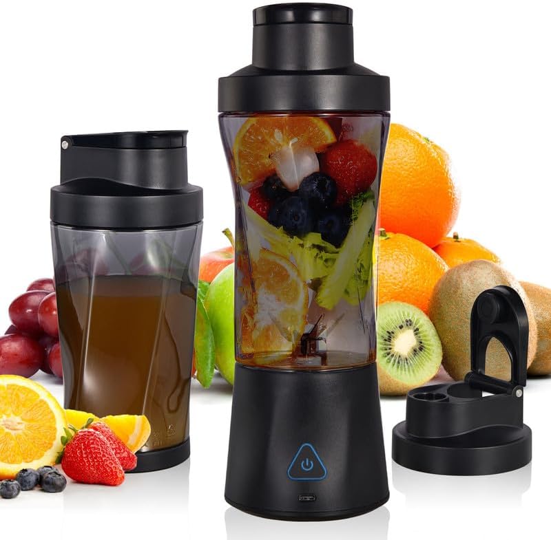 Personal Blender Wireless 24oz Cordless Mini 360 Watt Portable Blender-for Smoothies Freshly Squeezed Juices 6000mAh Self Cleaning and BPA Free Portable Juicer with 6 Sharp Blade Carbon Black by Lageich