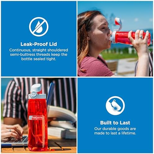 Nalgene 24 oz On The Fly Lock-Top Water Bottle, Coral w/Frost Coral - Image 2
