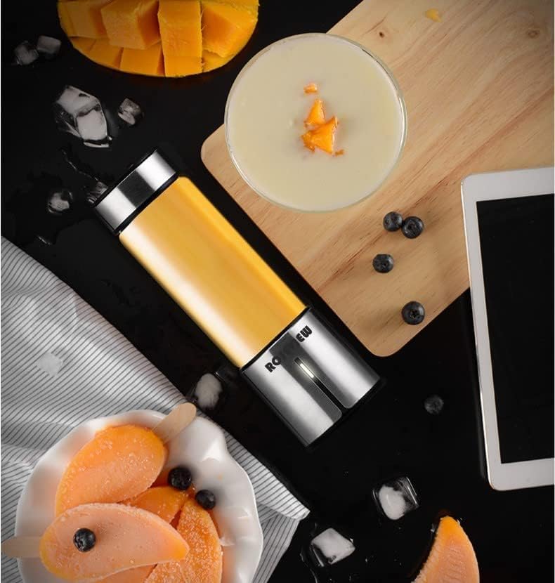 Portable Smoothie blender ROSEVIEW Glass bottle USB rechargeable mini Handheld Ice Shakes Cup 2 speed blend juicer Cordless Personal smoothies maker Fruit mixer (Metallic) - Image 2