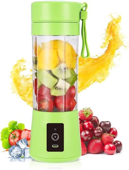 Cordless Portable Personal Size Blender - Mini Blender, 380Ml BPA Free Travel Cup, Powerful Blending Suit in Office/Home/Gym, Valentines Day Gift Pink (Green)