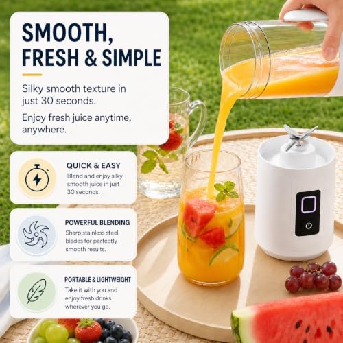 Portable Blender for Smoothies, Rechargeable Blend-and-Drink Cup - Image 4