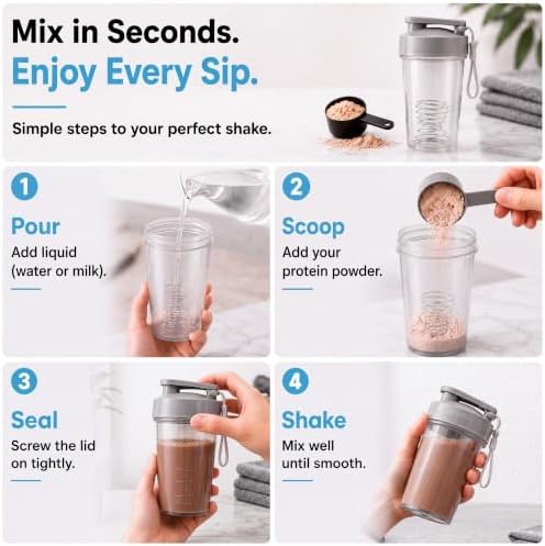 Protein Shaker Cup 10 oz - Food-Grade Shaker Cups for Protein Shakes 10 oz - Small Shaker Cups for Protein Shakes, Leakproof Lid Protein Cups Shaker for Gym-goers & Travelers - Image 7