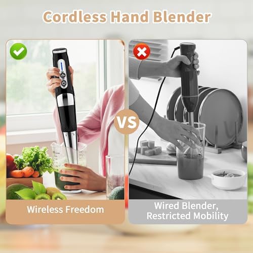 Toogel Cordless Immersion Blender, 21-Speed, 3-Angle Adjust, Black - Image 2