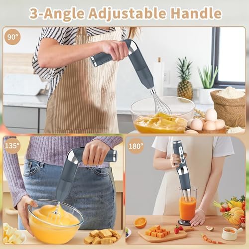 Toogel 4-in-1 Cordless Immersion Blender, 21-Speed, 3-Angle Adjust, Grey - Image 3