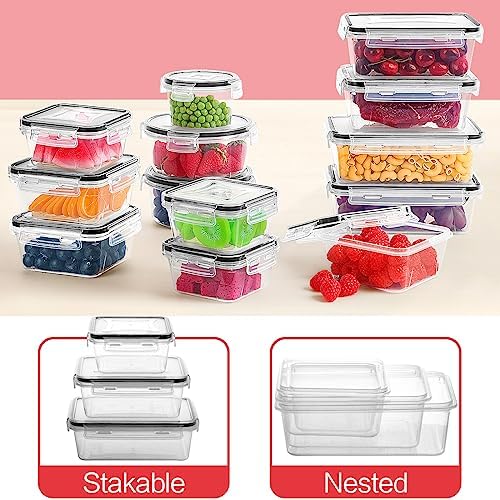 36 Pack Food Storage Containers (18 Airtight Kitchen Storage & 18 Lids), Plastic BPA-Free Meal Prep Container for Pantry Organizers and Storage with Free Labels & Marker